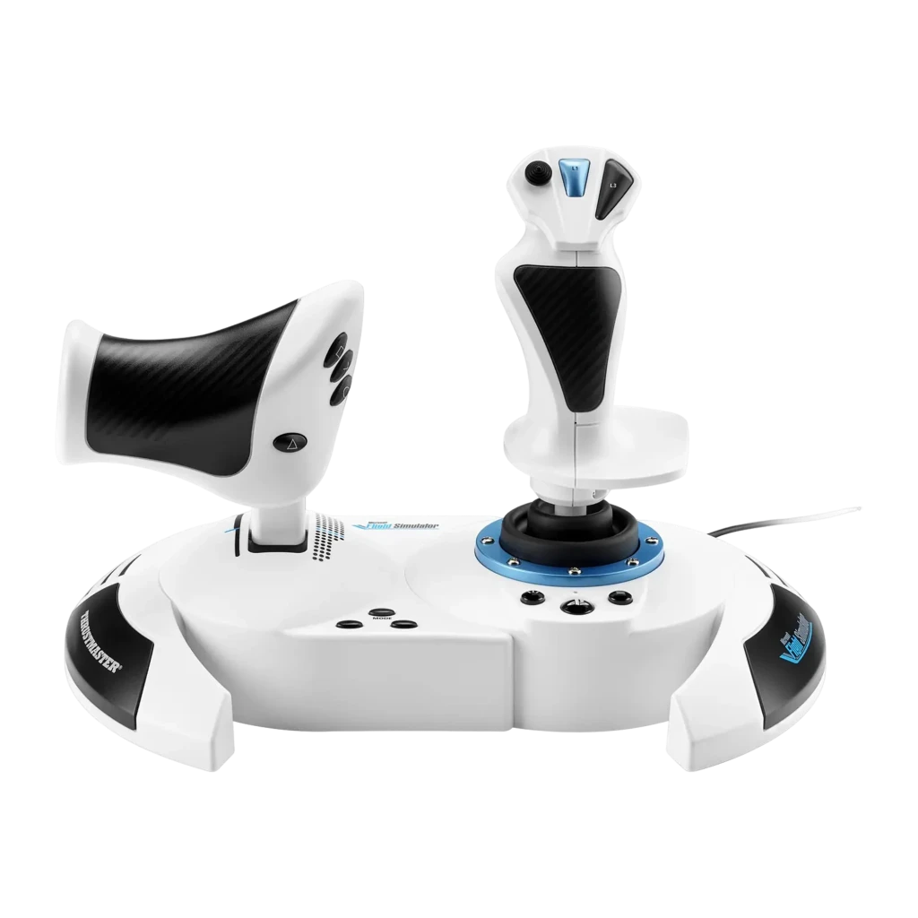 Thrustmaster T.Flight Hotas 5 MS Flight Simulator Edition blanc, vue avant 3/4: joystick et manette des gaz blancs avec - Ítem1