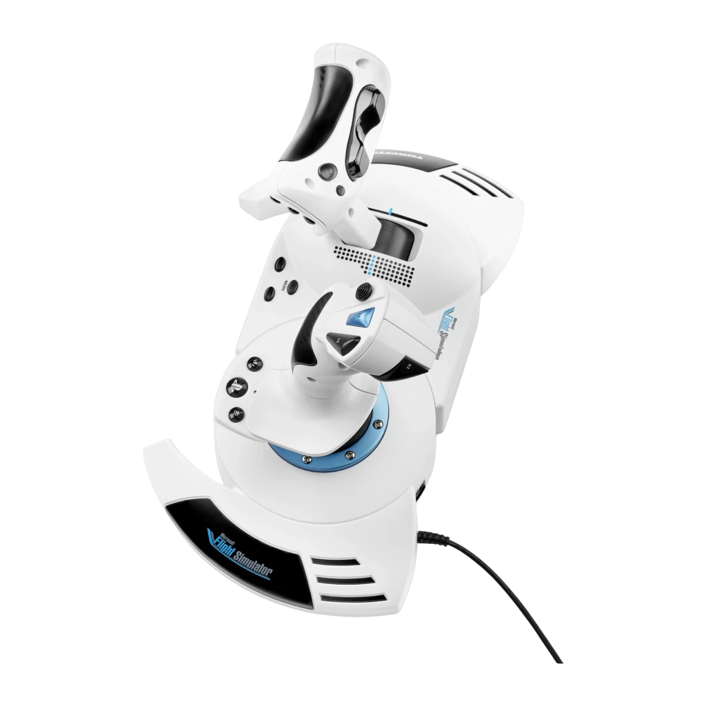Thrustmaster T.Flight Hotas 5 MS Flight Simulator Edition blanc, vue avant 3/4: joystick et manette des gaz blancs avec - Ítem2