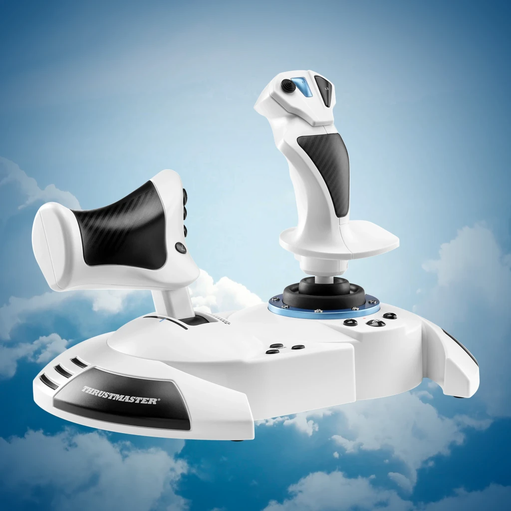 Thrustmaster T.Flight Hotas 5 MS Flight Simulator Edition blanc, vue avant 3/4: joystick et manette des gaz blancs avec - Ítem5
