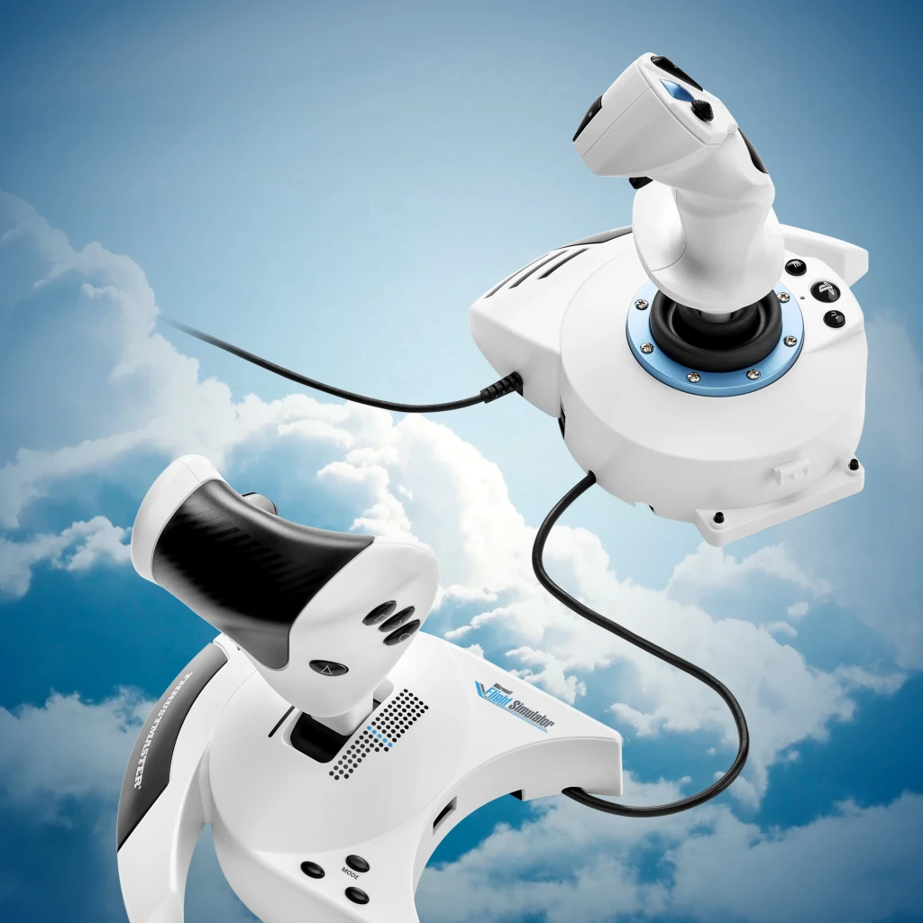 Thrustmaster T.Flight Hotas 5 MS Flight Simulator Edition blanc, vue avant 3/4: joystick et manette des gaz blancs avec - Ítem6