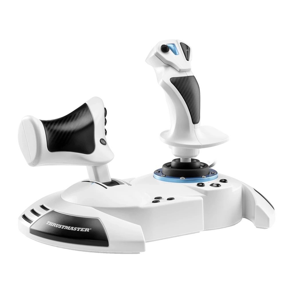 Thrustmaster T.Flight Hotas 5 MS Flight Simulator Edition blanc, vue avant 3/4: joystick et manette des gaz blancs avec - Ítem3