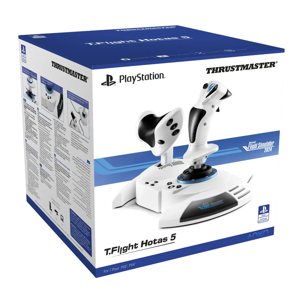 Thrustmaster T.Flight Hotas 5 MS Flight Simulator Edition blanc, vue avant 3/4: joystick et manette des gaz blancs avec - Ítem8