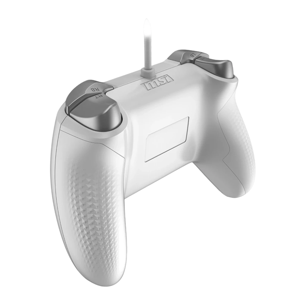 MSI Manette Force GC200 Blanc, vue de face: boutons ABXY colorés, d-pad, deux sticks et logo MSI central - Ítem1