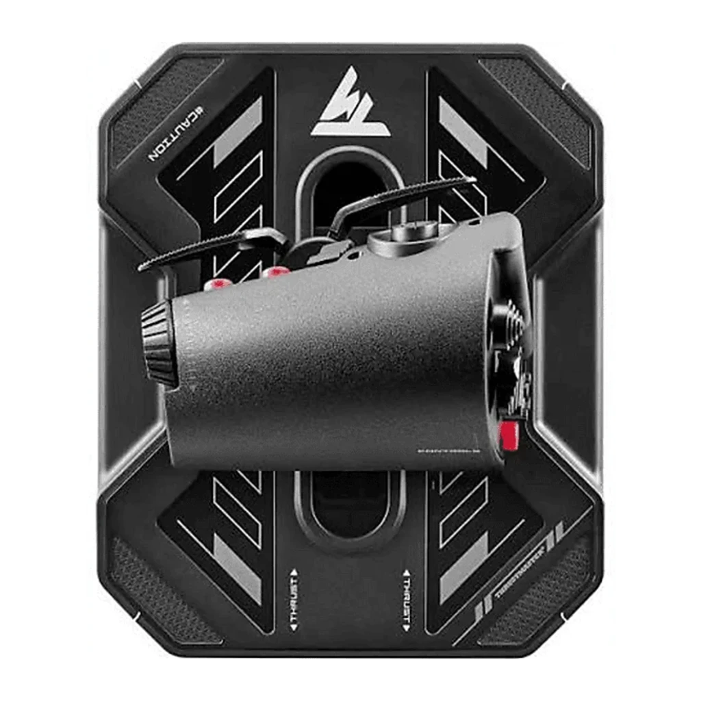 Thrustmaster Sol-R 6 Throttle negro, vista frontal-lateral: palanca de gases con botón rojo, controles laterales y base con - Ítem2