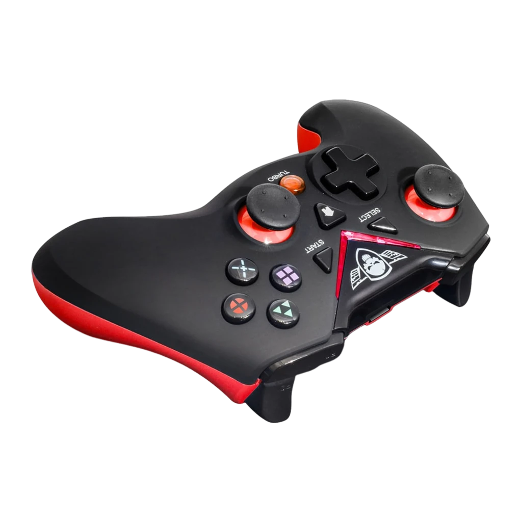 Spirit Of Gamer SOG-RFXGP noir, vue de face: boutons rétroéclairés rouge, logo crâne et récepteur USB nano - Ítem3