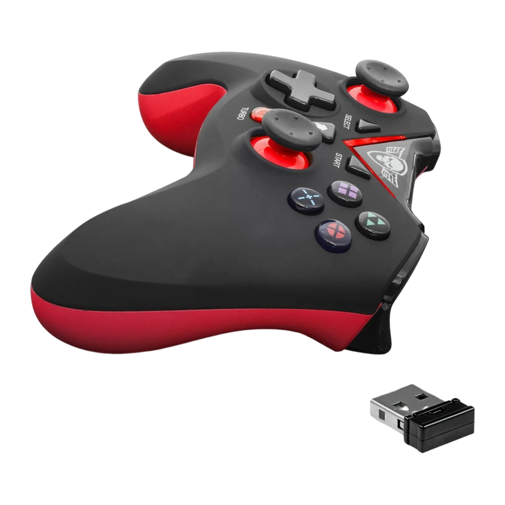 Spirit Of Gamer SOG-RFXGP noir, vue de face: boutons rétroéclairés rouge, logo crâne et récepteur USB nano - Ítem5