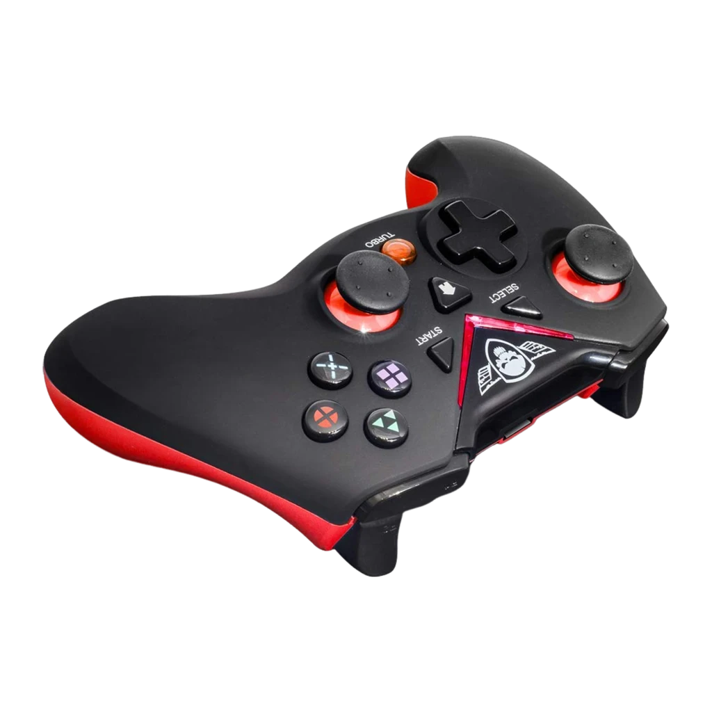 Spirit Of Gamer SOG-RFXGP noir, vue de face: boutons rétroéclairés rouge, logo crâne et récepteur USB nano - Ítem2