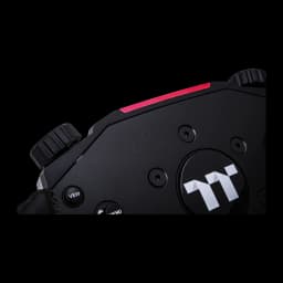 Thermaltake G6 Direct Drive Racing Wheel preto, detalhe: logo Thermaltake, dials e botões VEW MENU com acento vermelho