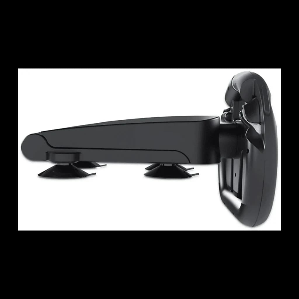 Nacon Volante Nintendo Switch 2 JoyCon preto, vista lateral: base com ventosas e volante ao fundo