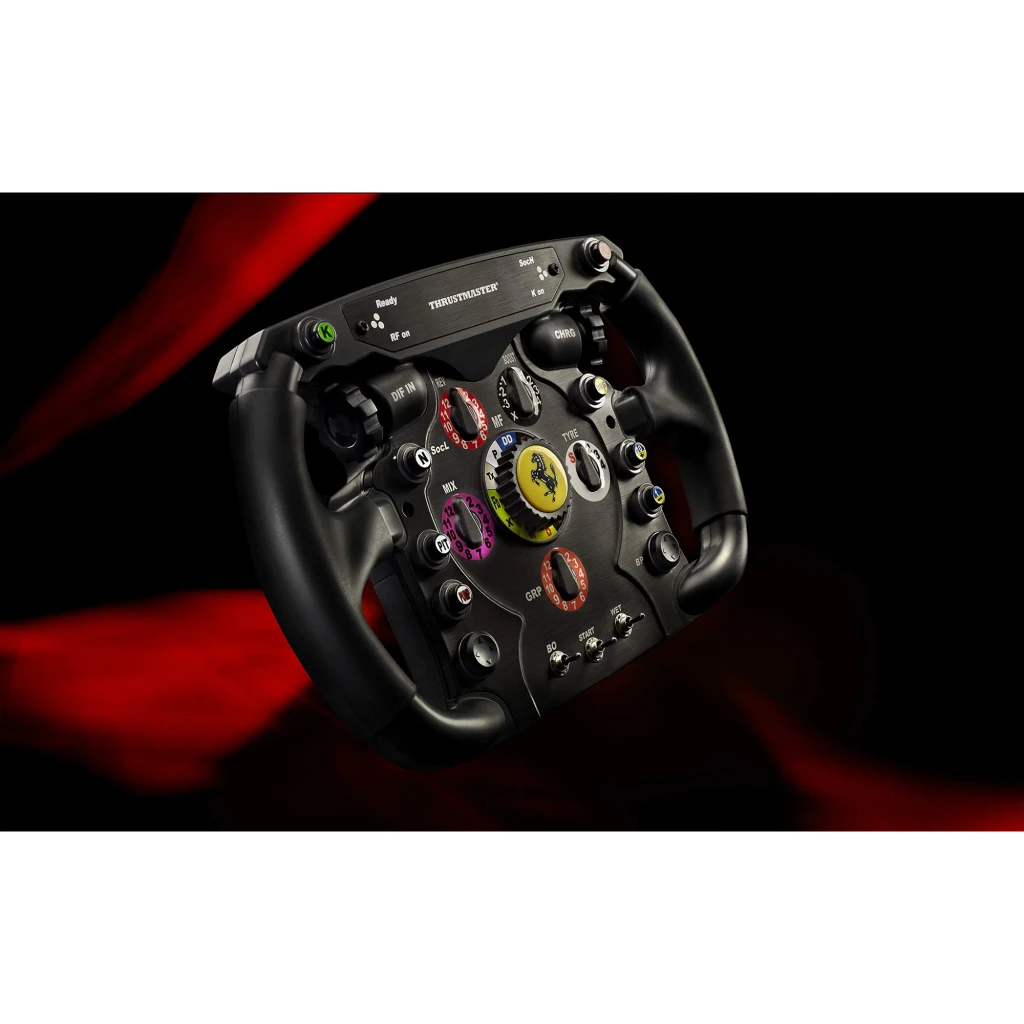 Thrustmaster Ferrari F1 Wheel Add-On negro, vista frontal: panel de mandos con logo Ferrari, diales y botones de colores - Ítem5