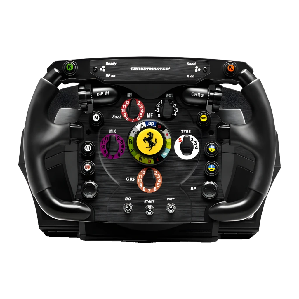 Thrustmaster Ferrari F1 Wheel Add-On negro, vista frontal: panel de mandos con logo Ferrari, diales y botones de colores - Ítem2