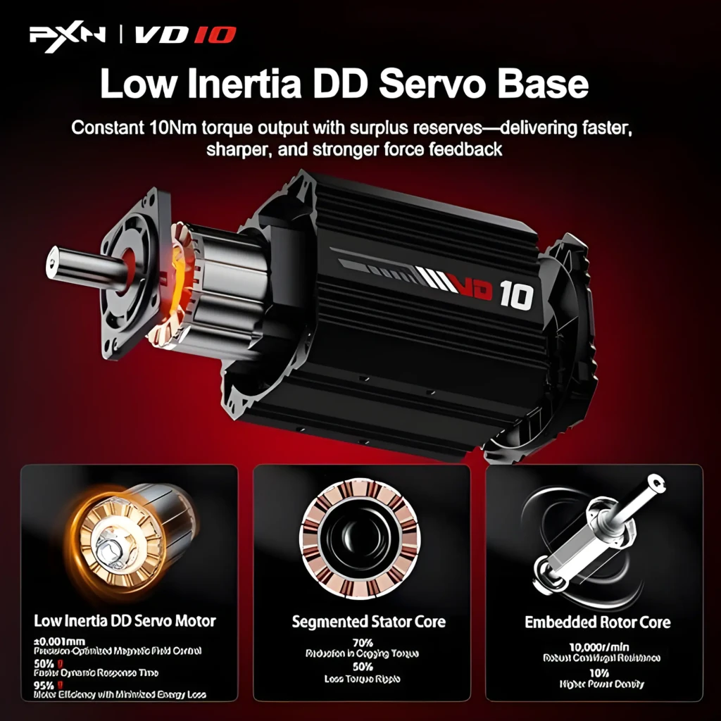 PXN WDS R2 volante gaming negro, vista frontal: panel central con botones, LEDs multicolor, diales Brake Bias y TC Con, - Ítem5