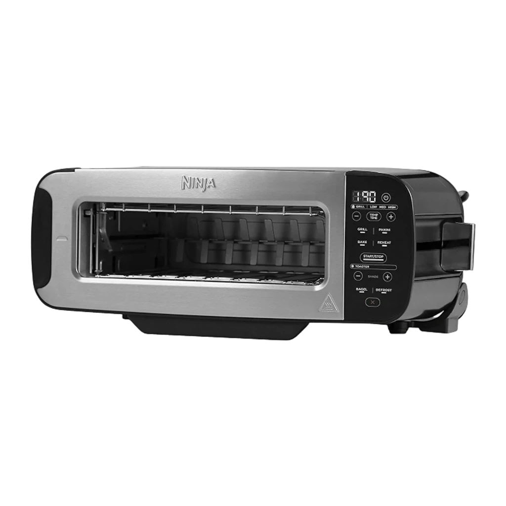 Ninja Foodi ST202EU Tostadora grill panini gris, vista frontal lateral: ventana panorámica, rejilla interior y panel de - Ítem2