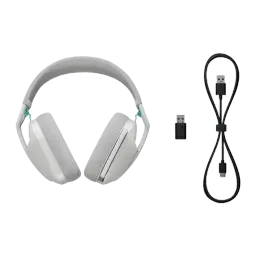 Logitech Casque G321 Blanc, contenu de la boîte: casque, récepteur USB sans fil et câble USB-A vers USB-C
