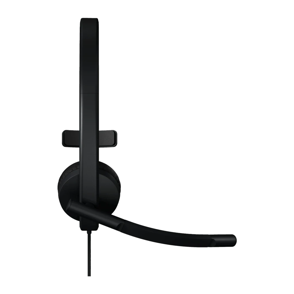 Logitech Auriculares H570e Mono USB-A Preto, vista lateral esquerda: arco, almofada mono e microfone flexível - Item2