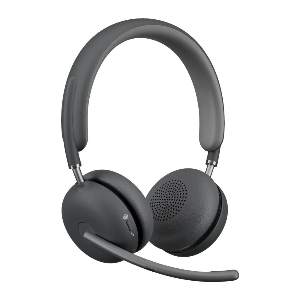 Logitech Auriculares Zone Wireless 2 Teams Grafite, vista frontal: arco, almofadas e botões laterais visíveis - Item1