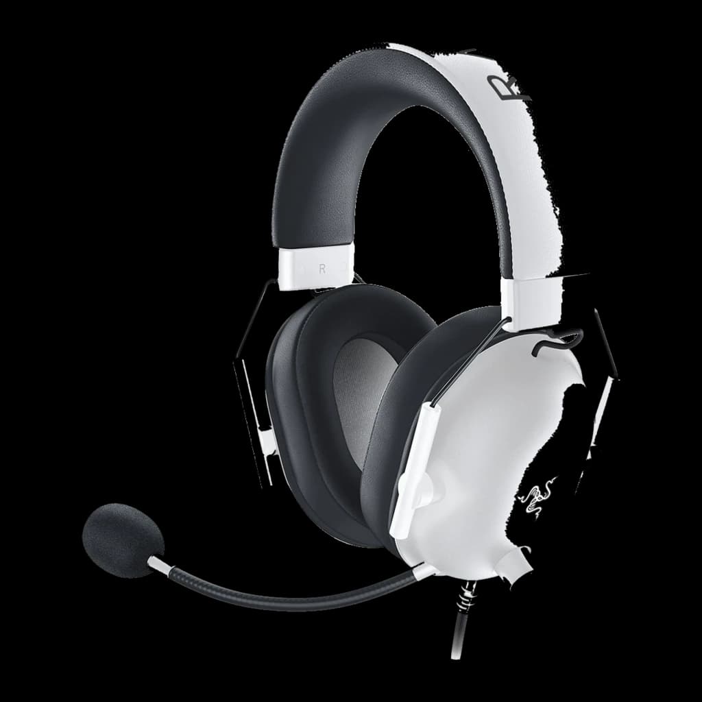 Razer BlackShark V2 X Special Edition Blanco, vista lateral izquierda: auricular con micrófono flexible y diadema acolchada