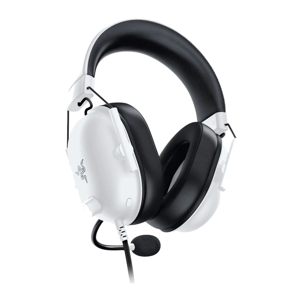 Razer BlackShark V2 X Special Edition Blanc, vue latérale gauche: casque avec microphone flexible et arceau rembourré noir - Ítem1