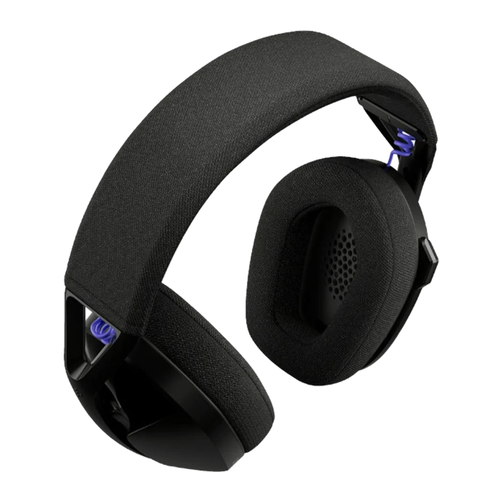 Logitech G321 LIGHTSPEED casque gaming noir, vue avant 3/4: arceau textile, coussinets et micro rétractable avec accents - Ítem1