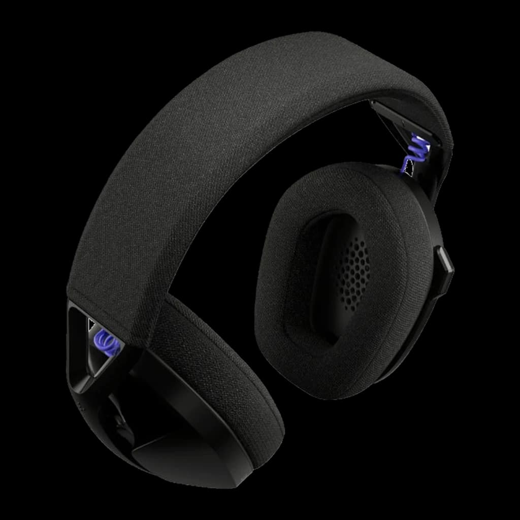 Logitech G321 LIGHTSPEED casque gaming noir, vue supérieure arrière: arceau rembourré, intérieur du coussin et détails bleus