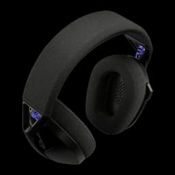 Logitech G321 LIGHTSPEED casque gaming noir, vue supérieure arrière: arceau rembourré, intérieur du coussin et détails bleus