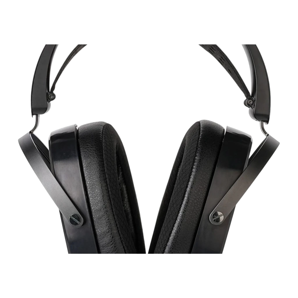 HIFIMAN Arya WIFI preto, vista frontal: auscultadores over-ear com almofadas de couro e porta USB-C visível na concha direita - Item1