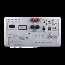 Panasonic SC-PMX94 120W Prata, painel traseiro plano: mesmas ligações sem etiqueta de número de série visível