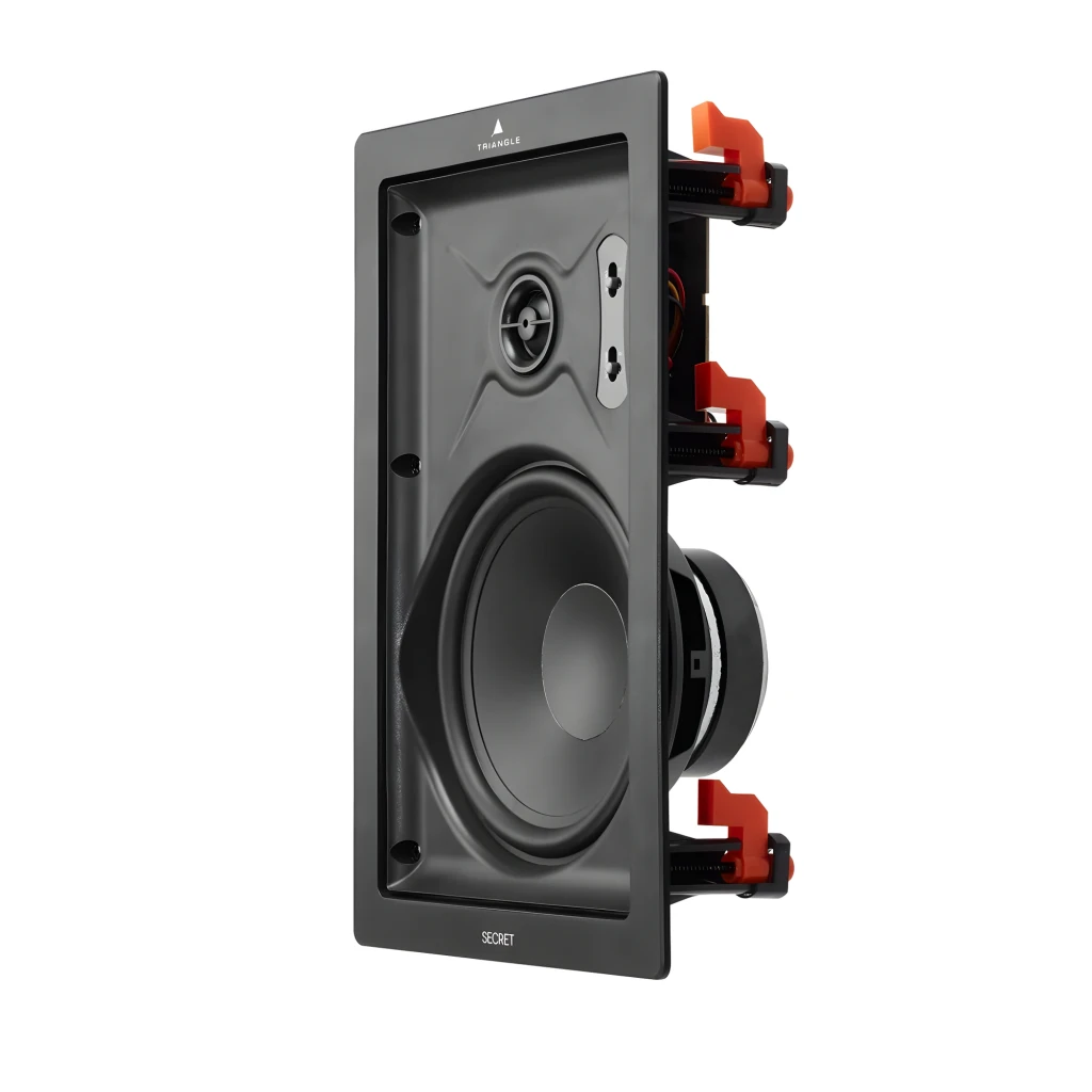 Triangle Secret IWT8 preto, vista frontal: coluna de encastrar com tweeter central e grande woofer retangular - Item1