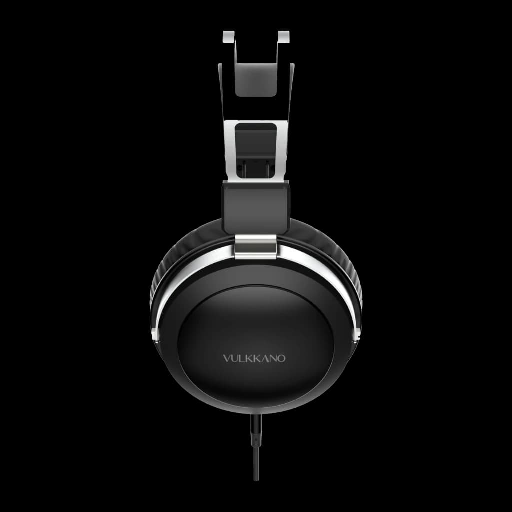 Vulkkano HC10 TURIA Negro, vista lateral: cápsula con logo Vulkkano, aro plateado y ajuste de diadema