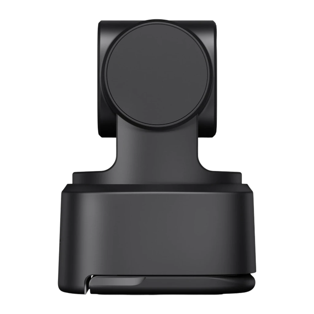 OBSBOT Tiny 2 Lite 4K negro, vista frontal: lente central con marco rojo cuadrado y base con logo OBSBOT - Ítem2