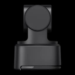 OBSBOT Tiny 2 Lite 4K noir, vue arrière: panneau arrière circulaire de la tête, base et clip replié presque fermé