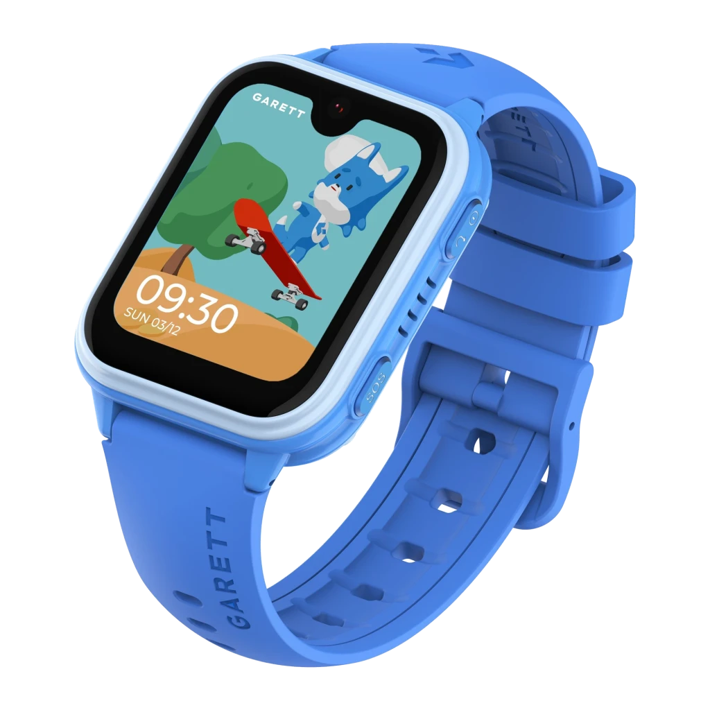 Garett Kids Vibe AI 4G 8GB azul, vista frontal: pantalla con mascota en patinete y hora 09:30 - Ítem2