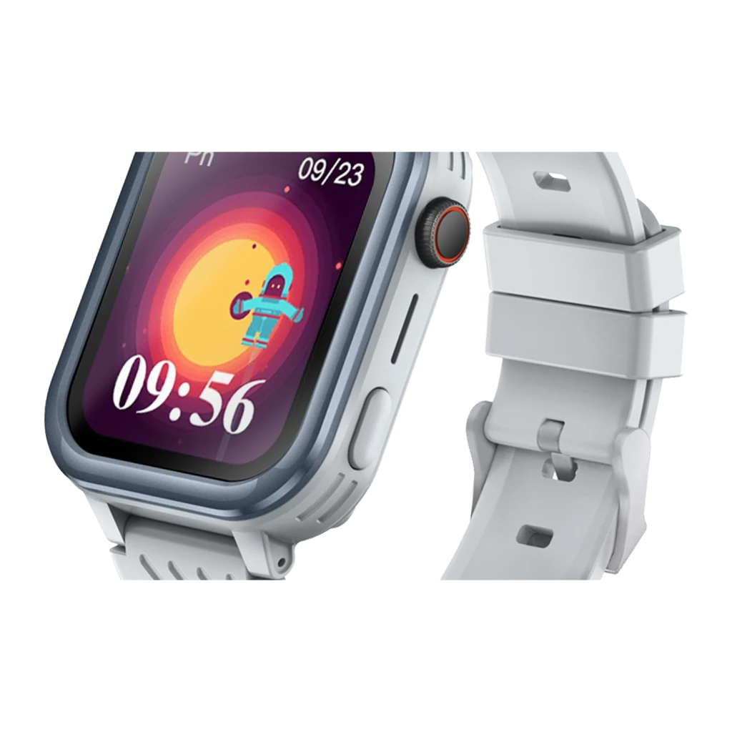 Garett Kids Essa 4G 48.8mm Blanco 8GB, vista frontal en ángulo: pantalla activa con esfera espacial, correa blanca - Ítem1