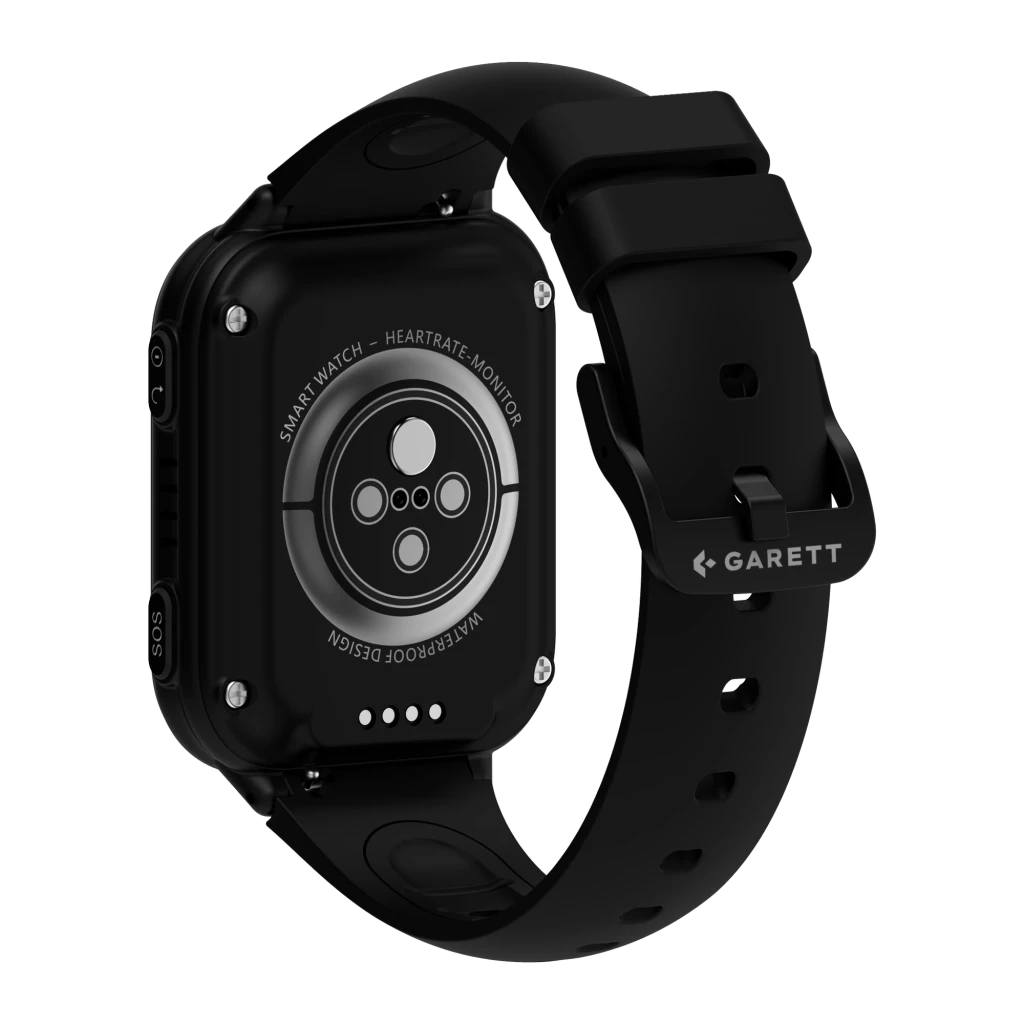Garett Kids Vibe 4G 48.5mm 8GB negro, vista frontal en ángulo: pantalla con esfera infantil de perro skater, hora 09:30 y - Ítem1
