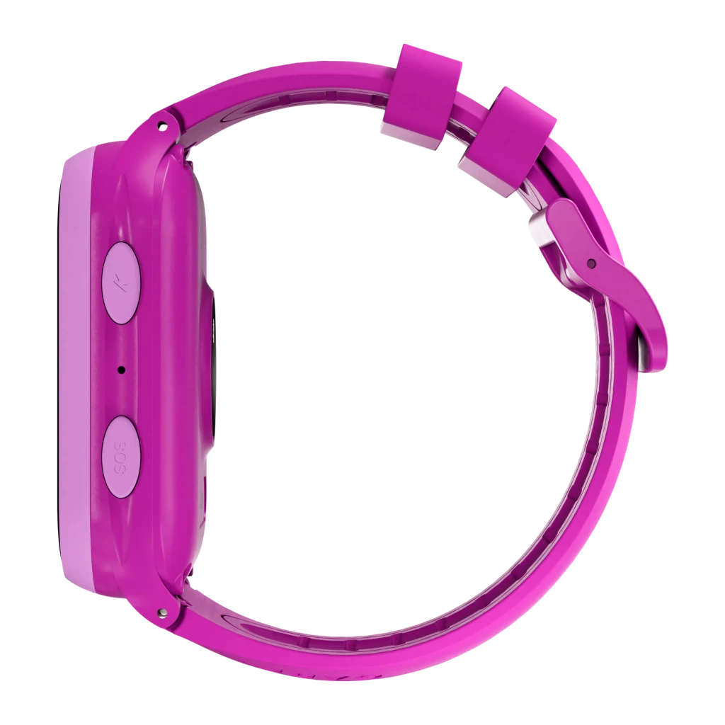 Garett Kids eSIM 4G SmartWatch Rosa 8GB, vista frontal en ángulo: pantalla con robot espacial, hora 09:30 y botón SOS lateral - Ítem2
