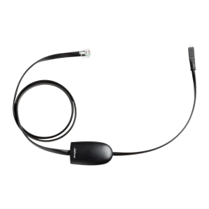 Jabra Adaptador EHS 14201-17 Polycom negro, vista principal: módulo de control con logo, conector RJ y extremo EHS
