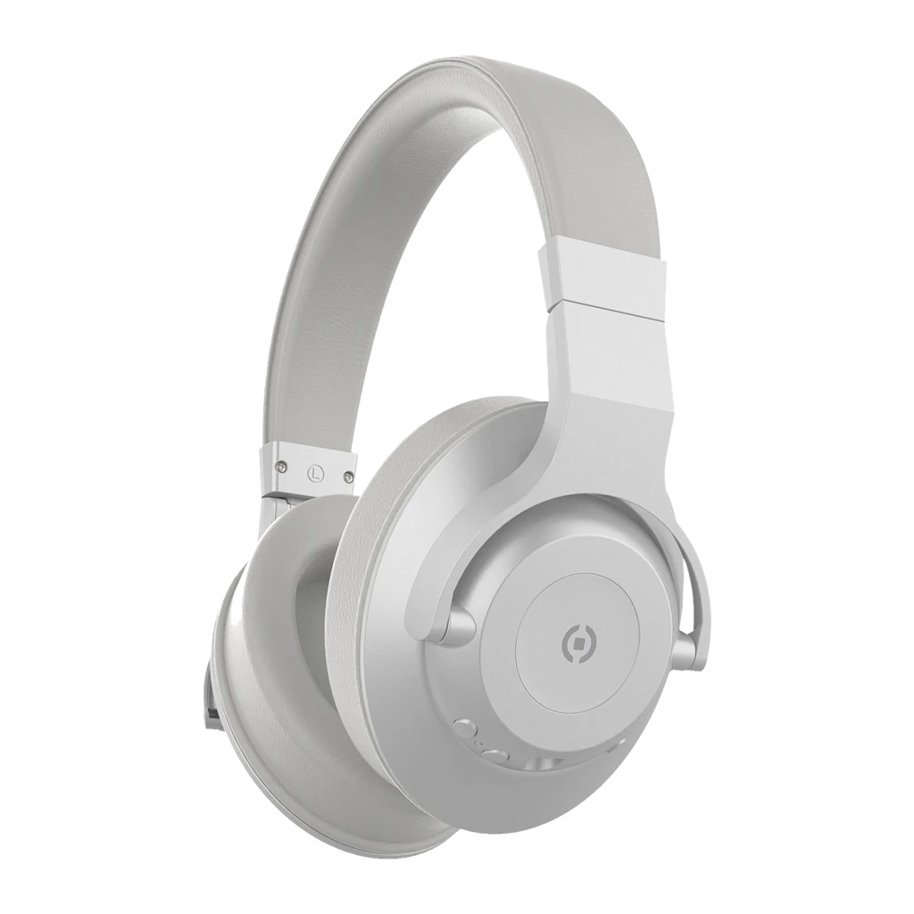 Celly ULTRABEAT ANC Prata, vista frontal: auscultadores over-ear, arco acolchoado e almofadas em tom prata - Item1