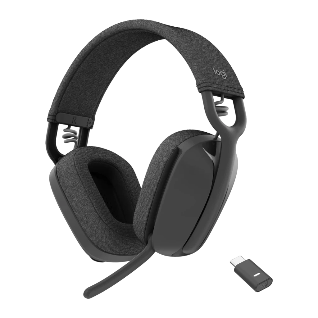 Logitech Zone Vibe Wireless UC grafito, vista frontal: auriculares over-ear con almohadillas de tela y micrófono boom - Ítem8