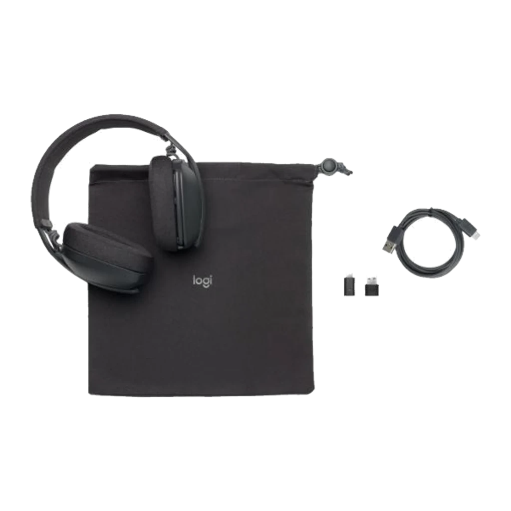 Logitech Zone Vibe Wireless UC grafito, vista frontal: auriculares over-ear con almohadillas de tela y micrófono boom - Ítem9