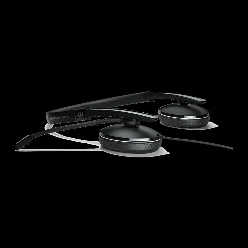 EPOS ADAPT 165T USB-C II negro, vista inferior: headset plegado mostrando las dos almohadillas y la diadema