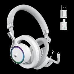 Havit Fuxi-H8 blanco, kit vista lateral izquierda: copa con aro RGB y logo Havit, adaptadores USB en esquina