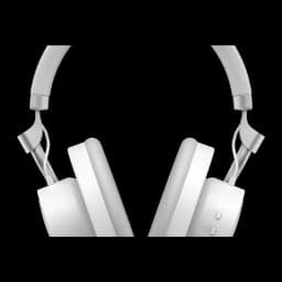 Havit Fuxi-H8 blanco, detalle frontal: almohadillas y articulaciones metálicas de los auriculares sin micrófono