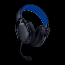 Razer Blackshark V3 X Hyperspeed PlayStation noir, vue arrière: ports USB-C et commandes sur l'oreillette gauche, arceau