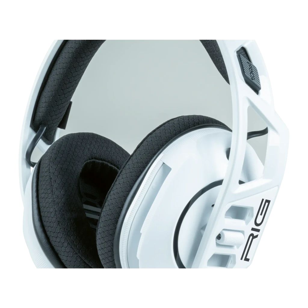 Nacon RIG 600 PRO HS blanco, vista lateral: auriculares gaming con diadema acolchada, almohadillas negras y micrófono - Ítem1