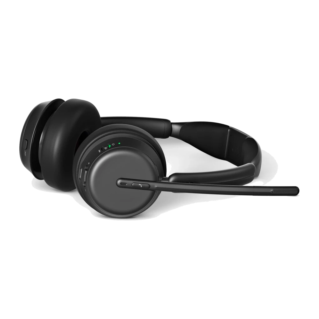 EPOS Sennheiser IMPACT 1061 ANC Duo negro, vista frontal-lateral: auricular binaural con micrófono boom sobre soporte de - Ítem2