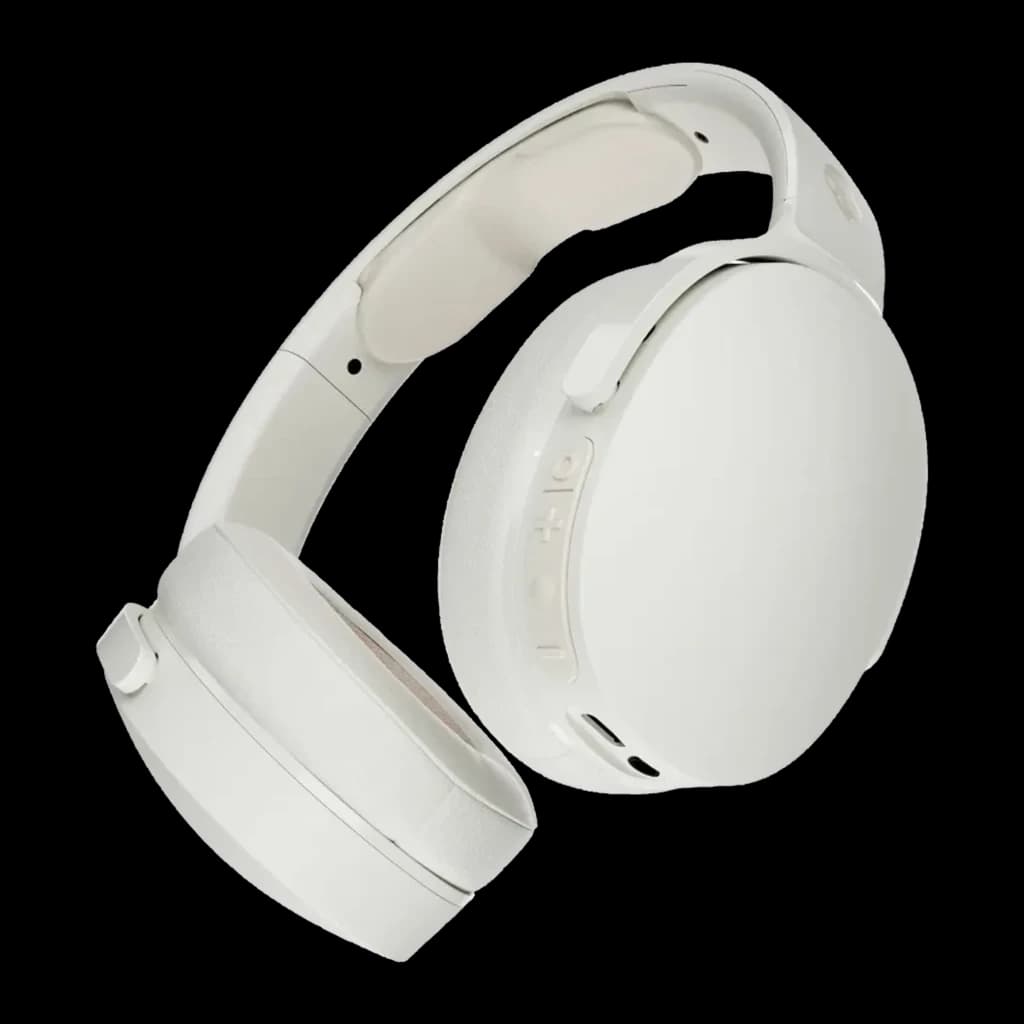 Skullcandy Hesh Evo blanc, vue latérale: casque sans fil over-ear avec coussinets et boutons de contrôle visibles