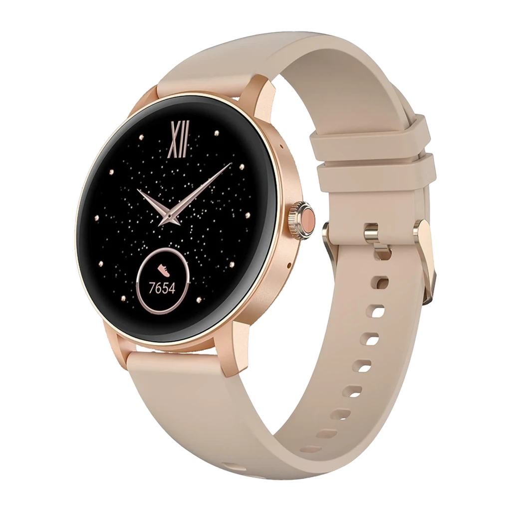 Celly Smartwatch Trainer Round 2 1,28 pouces Rose, boîte avant: packaging noir avec montre rose et écran rond actif - Ítem2
