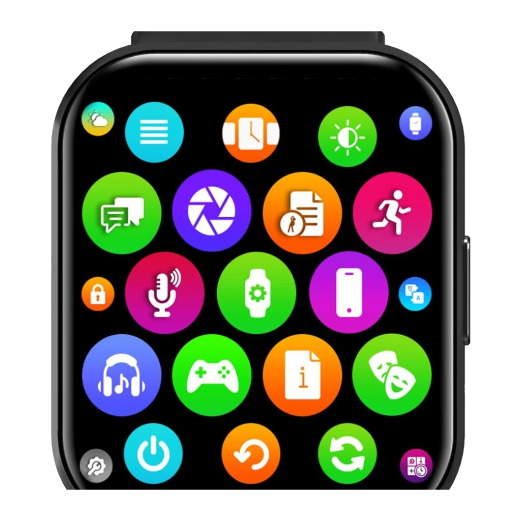 Celly Smartwatch Trainer Watch 2 negro, vista frontal: reloj completo con correa y menú de apps en pantalla - Ítem1