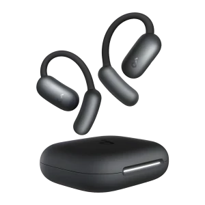 Auriculares Soundcore AeroFit 2 Pro Cancelación de Ruido Open-Ear en negro con diseño de gancho ergonómico, cápsulas compactas y estuche de carga mate con
