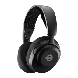 SteelSeries Arctis Nova 5 noir, vue latérale: casque over-ear sans fil avec logo et coussinets hexagonaux